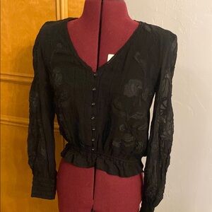 Anthropologie Black Textured Blouse